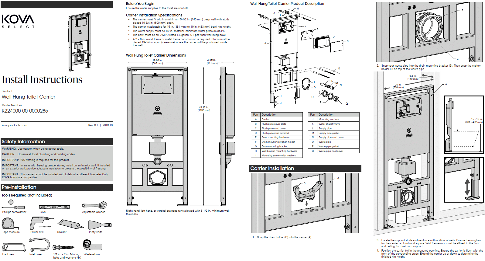 kova installation instructions