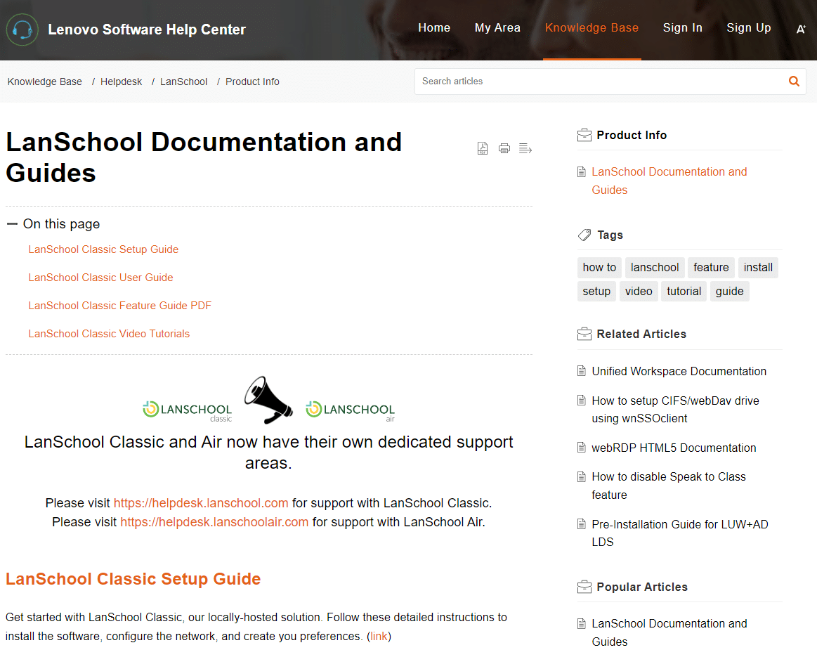 Lenovo LanSchool Documentation Portal