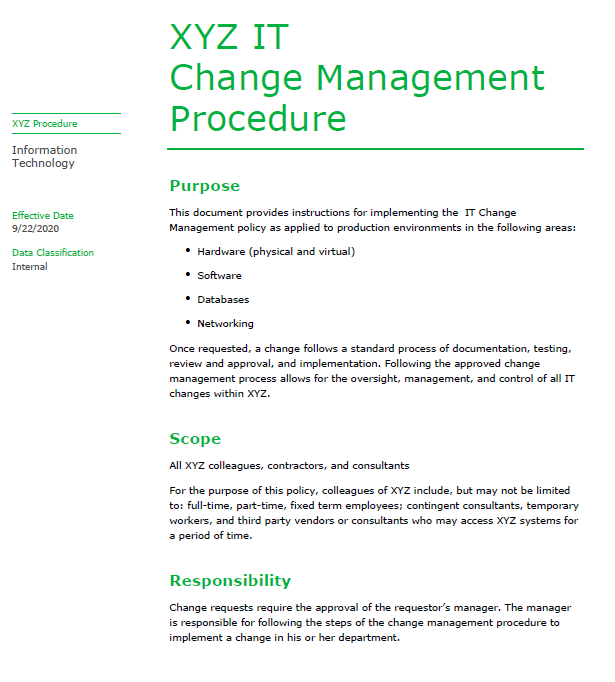 IT Change Management SOP